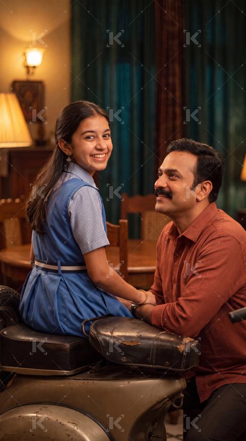 Happy indian father and daughter enjoying together at home