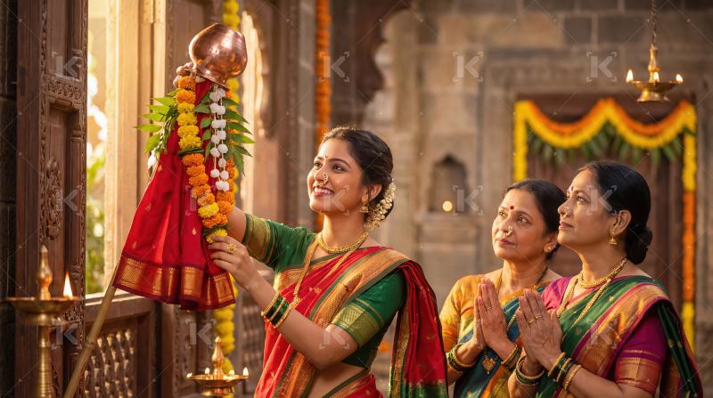 Maharashtrian Women Celebrating Gudi Padwa Festival