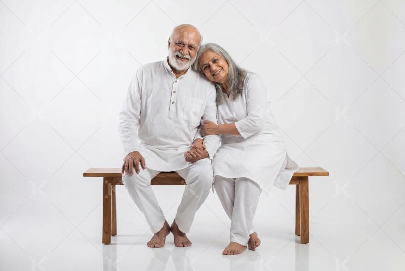 Happy elderly indian couple enjoying together