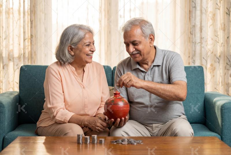 Happy elderly indian couple enjoying together