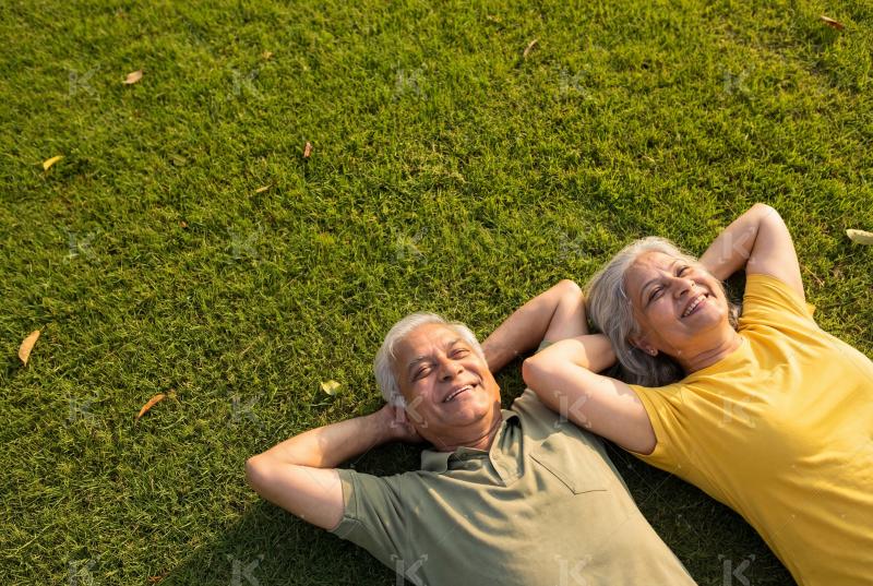 Happy elderly indian couple enjoying together