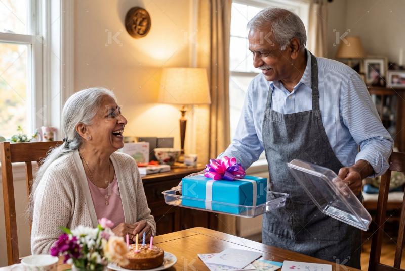 Happy elderly indian couple enjoying together