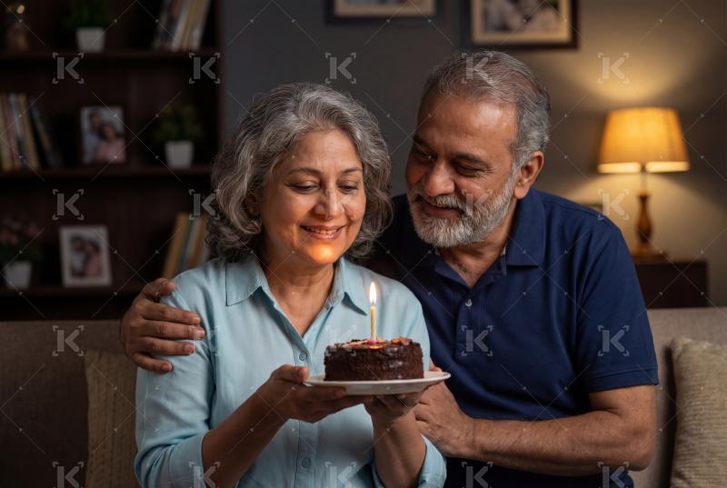 Happy elderly indian couple enjoying together