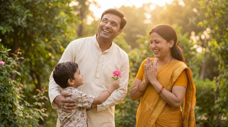 Happy indian family enjoying together at home