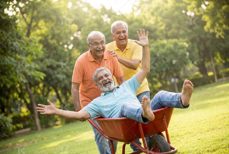 Happy elderly indian couple enjoying together