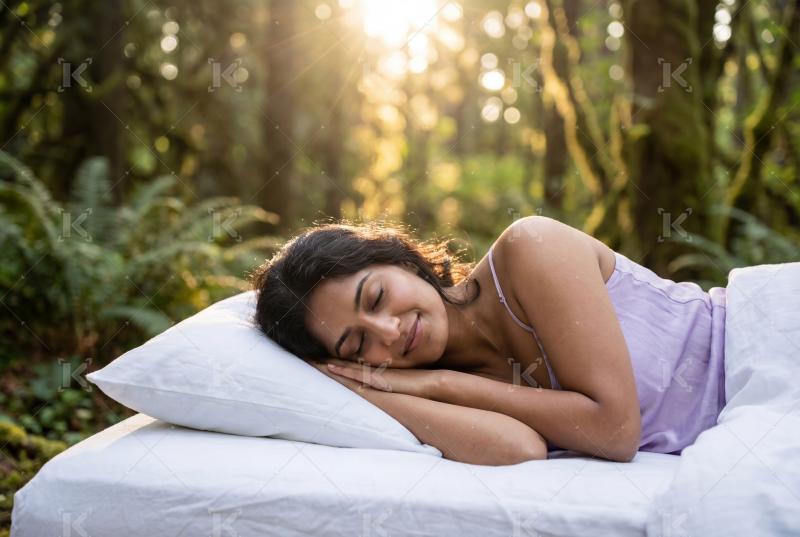 Young indian woman sleeping on spa bed