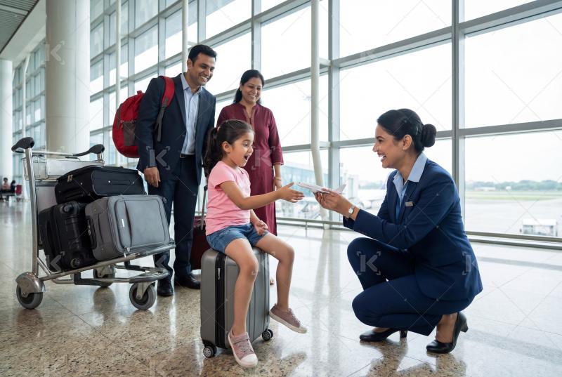 Happy indian family walking with travelling bag