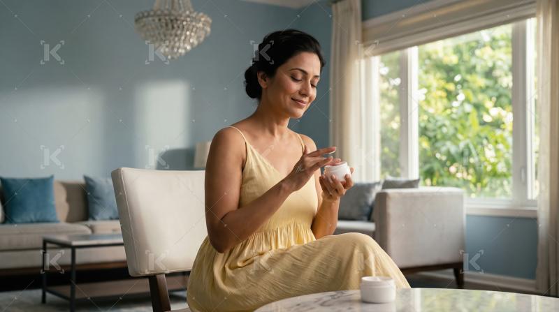 Young beautiful indian woman sitting at home