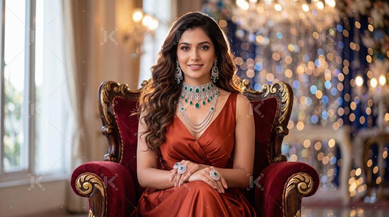 Young beautiful indian woman sitting at home