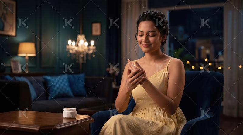Young beautiful indian woman sitting at home