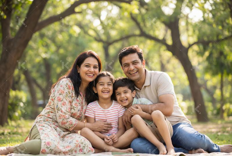 Happy indian family enjoying together at park