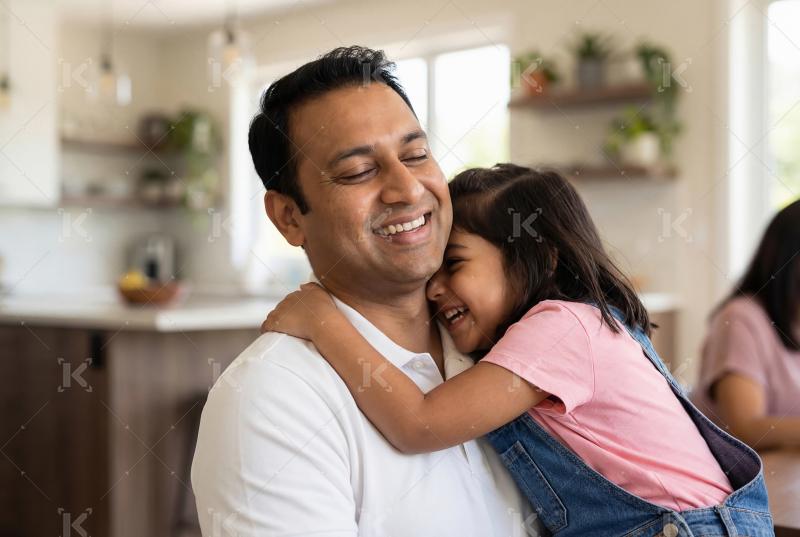 Happy indian father and daughter enjoying together at home
