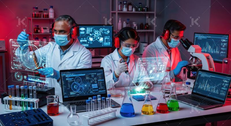 A team of diverse Indian scientists conduct futuristic experimen