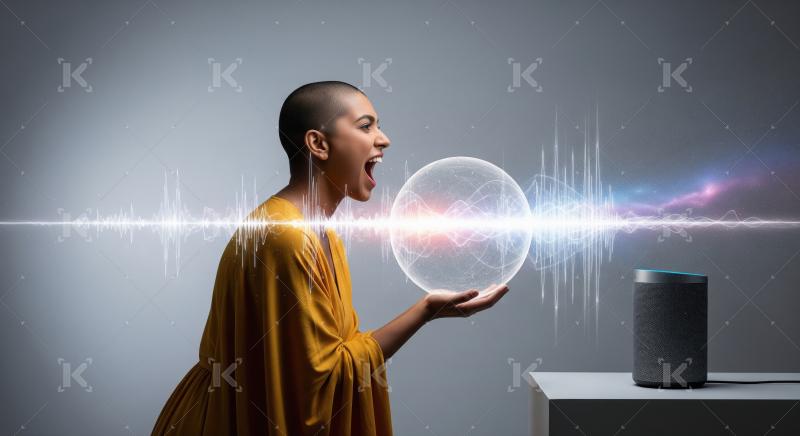 Indian woman interacts with a glowing digital sphere and smart s