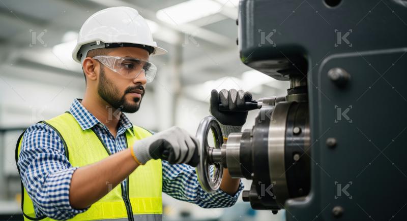 Indian Engineer Operating Industrial Machine in Manufacturing Pl