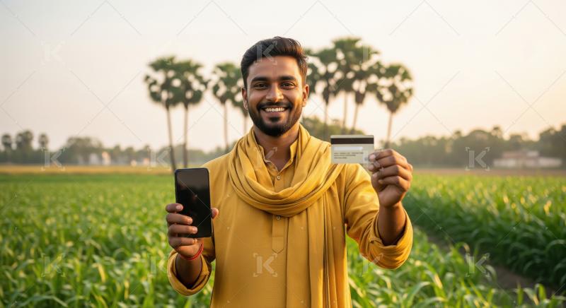 Young Indian man in a yellow kurta stands confidently in a green