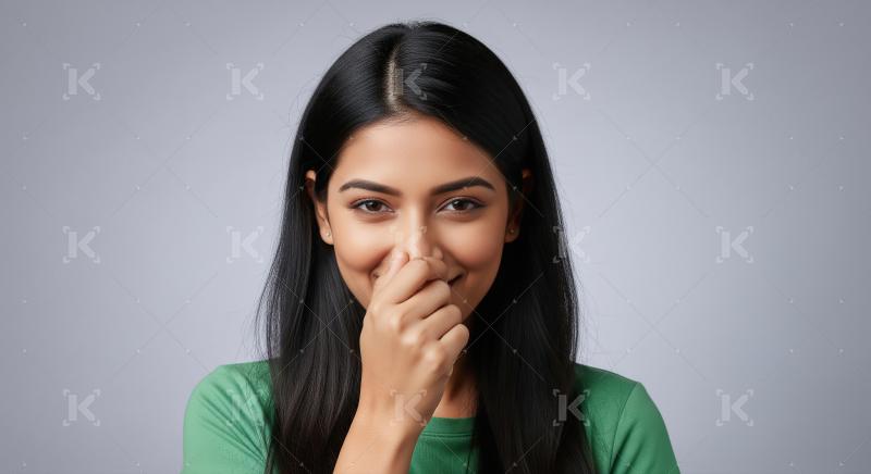 A young woman holding a tissue while feeling sickness and cold a
