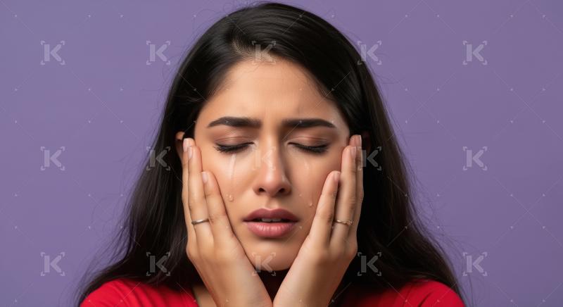 Indian woman feeling sad and crying sitting alone