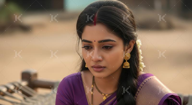 Indian woman feeling sad and crying sitting alone