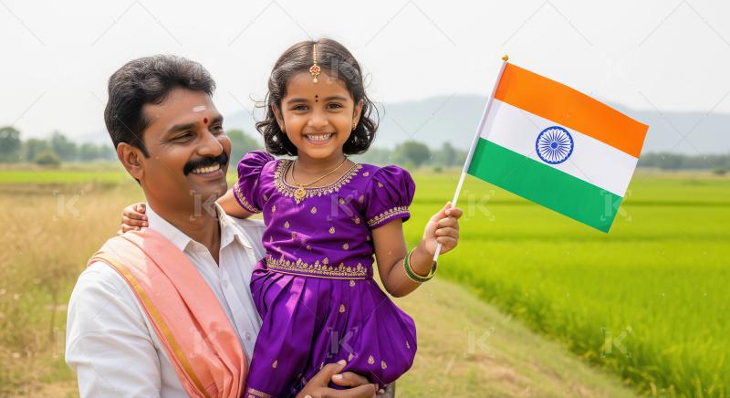 A man in traditional attire holds his little daughter, who proud