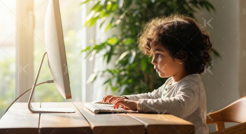 Young Child Learning and Exploring Digital World at Home
