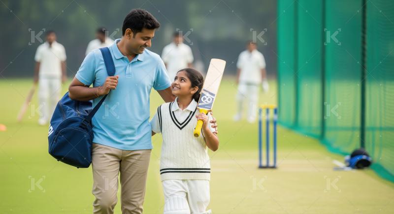 Father and Daughter Share Joyful Cricket Training Moment