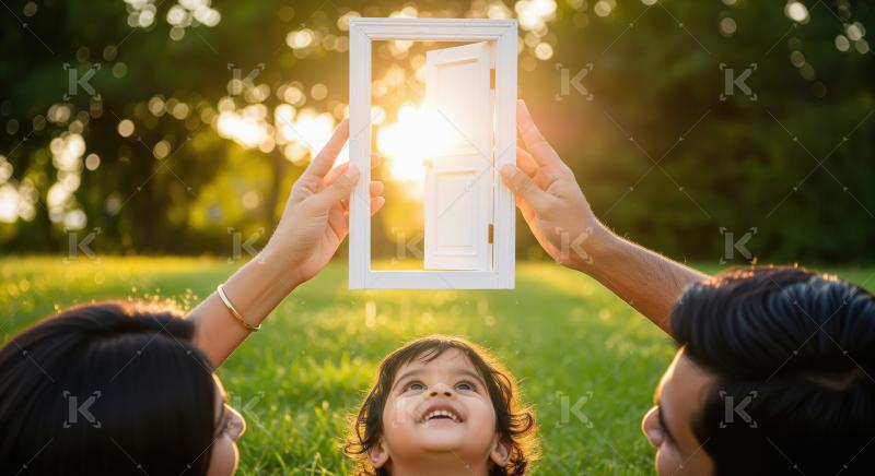 Parents Show Child Bright Future Through Miniature Door