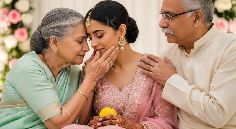 Indian Parents Blessing Daughter During Her Emotional Wedding Ce