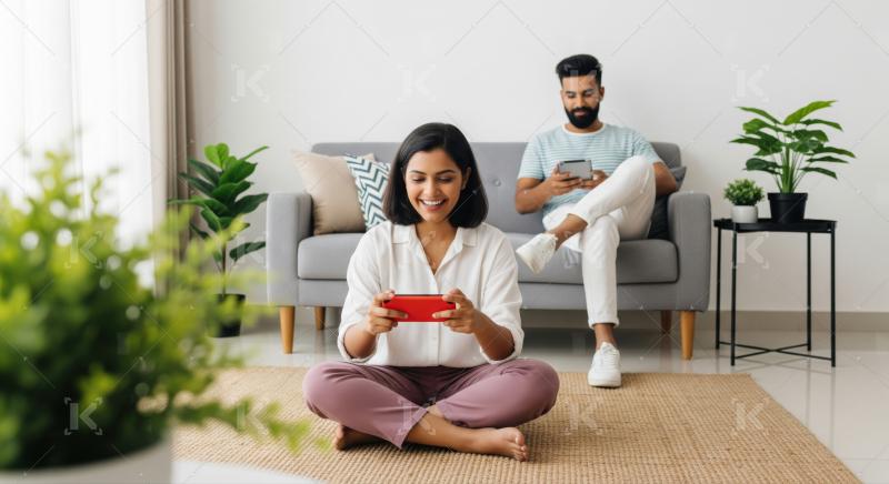 Couple Enjoying Digital Leisure Time at Home
