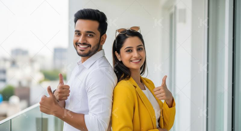 Confident Indian Professionals Smiling and Giving Thumbs Up