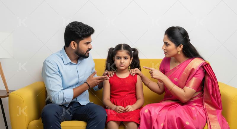 Indian Parents Scolding Their Upset Daughter on Couch