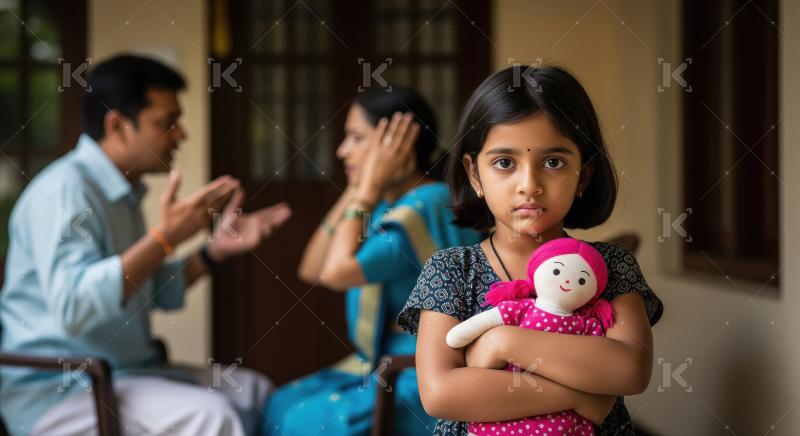 Sad Child Witnesses Parents' Heated Argument