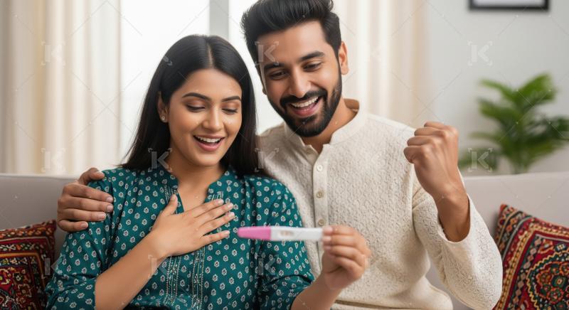 Joyful Indian Couple Reacts to Positive Pregnancy Test Results