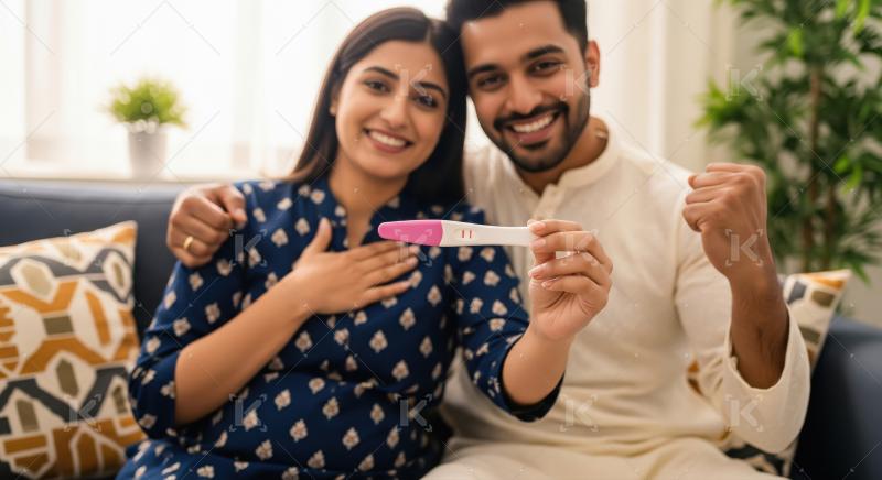 Joyful Indian Couple Shares Exciting Positive Pregnancy Test New