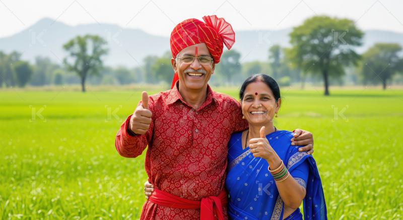 Happy indian senior couple showing thumbs up together