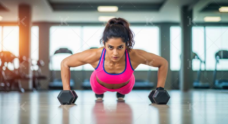 Young indian woman doing workout in the gym