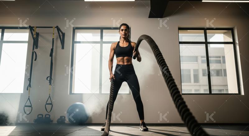 Young indian woman doing workout in the gym