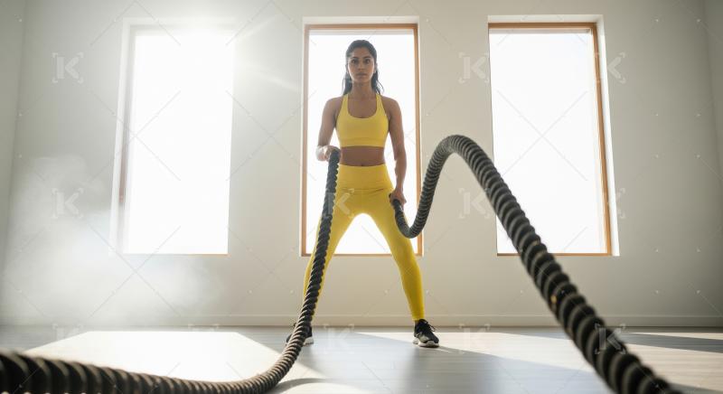 Young indian woman doing workout in the gym