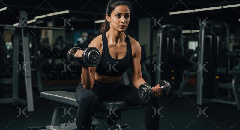Young indian woman doing workout in the gym