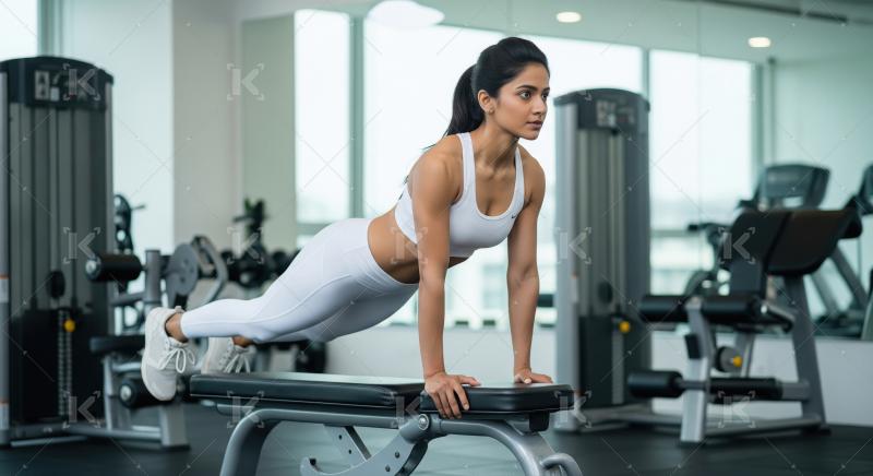 Young indian woman doing workout in the gym