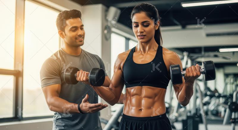Young indian woman doing workout in the gym