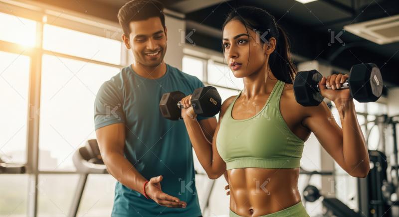 Young indian woman doing workout in the gym