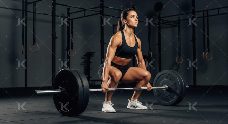 Young indian woman holding barbell in the gym