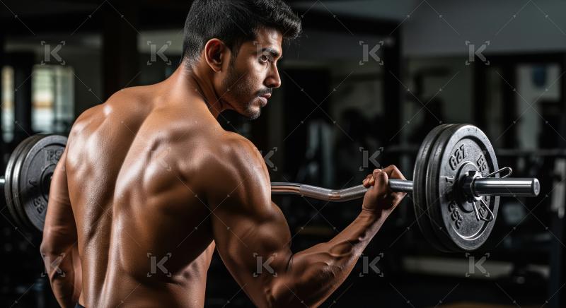 Young indian man doing workout in the gym
