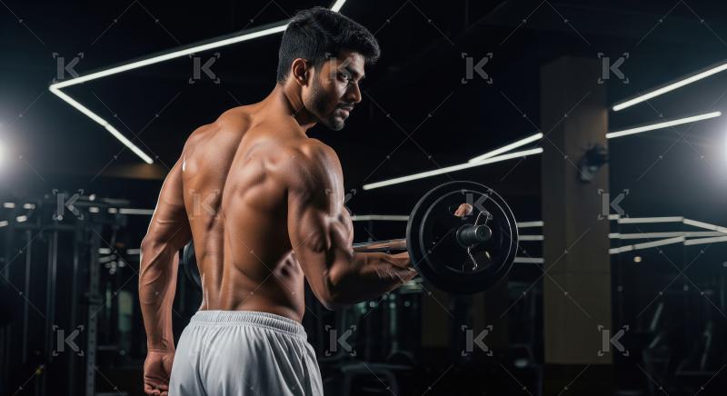 Young indian man doing workout in the gym