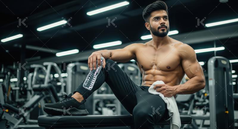 Young indian man doing workout in the gym