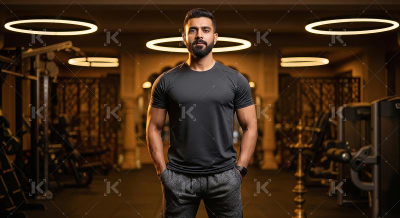 Young indian man doing workout in the gym