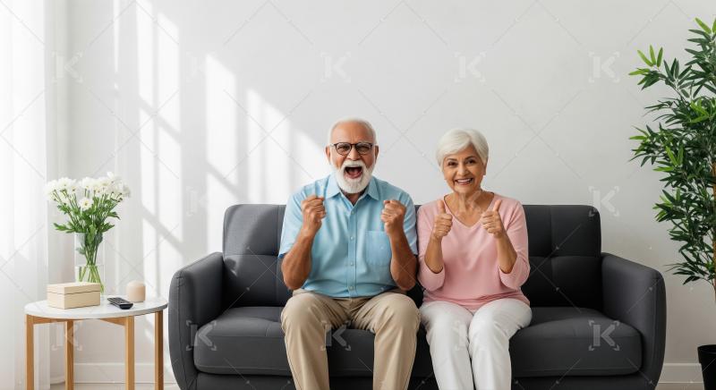 Happy indian senior couple showing thumbs up together