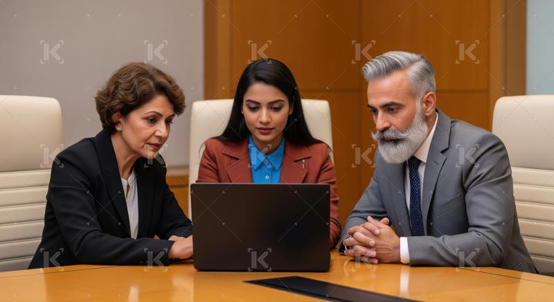 Happy indian businesspeople discussing together at office