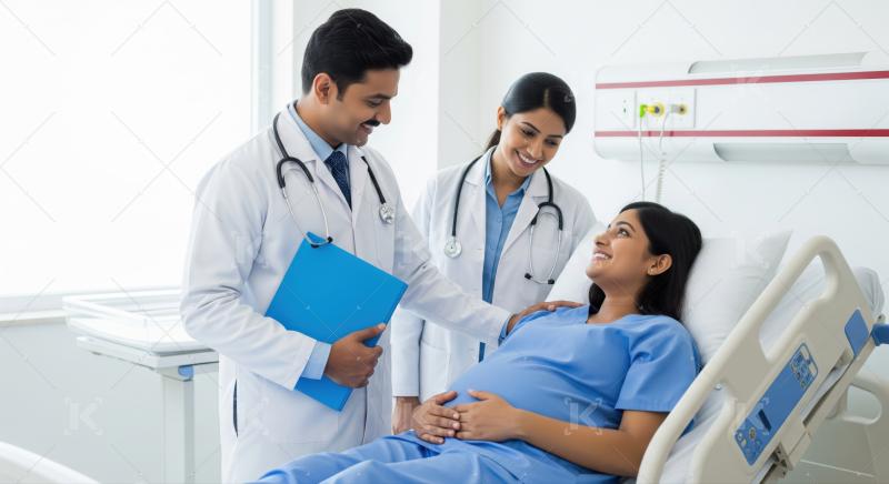 Expectant mother receives compassionate care and support from doctors.